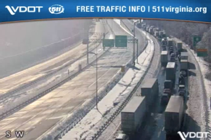 I-95 SB at MM151 south of Mine Road near Fredericksburg, Virginia (VDOT/511Virginia.org)